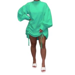 PLUS SIZE XXL PASTEL GREEN COMFORTABLE DRESS W/DRAW STRINGS